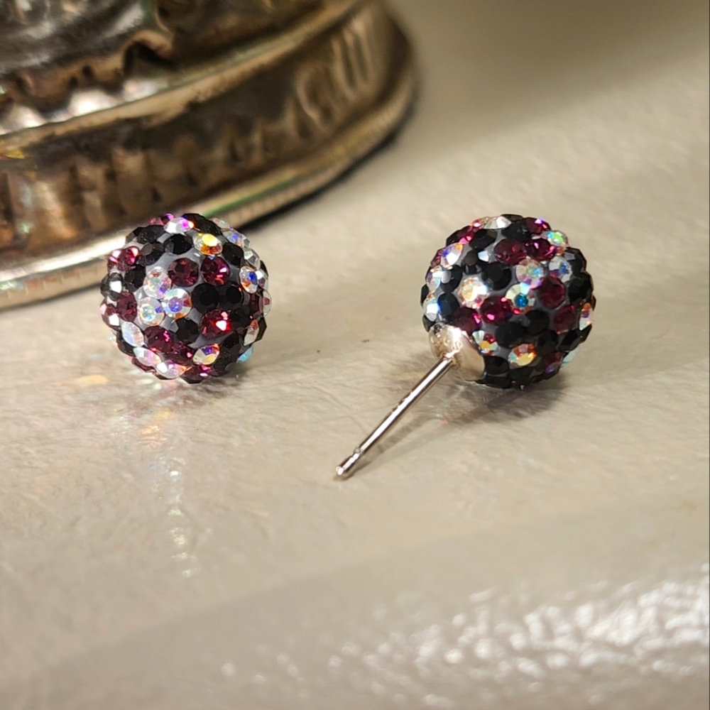 Amethyst Firework Crystal Ball Earrings – 10mm